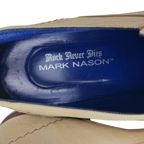 Mark Nason Italy Rock Never Dies Men 11 Beige Dragon Leather Dress Shoes Loafers - Picture 4 of 12